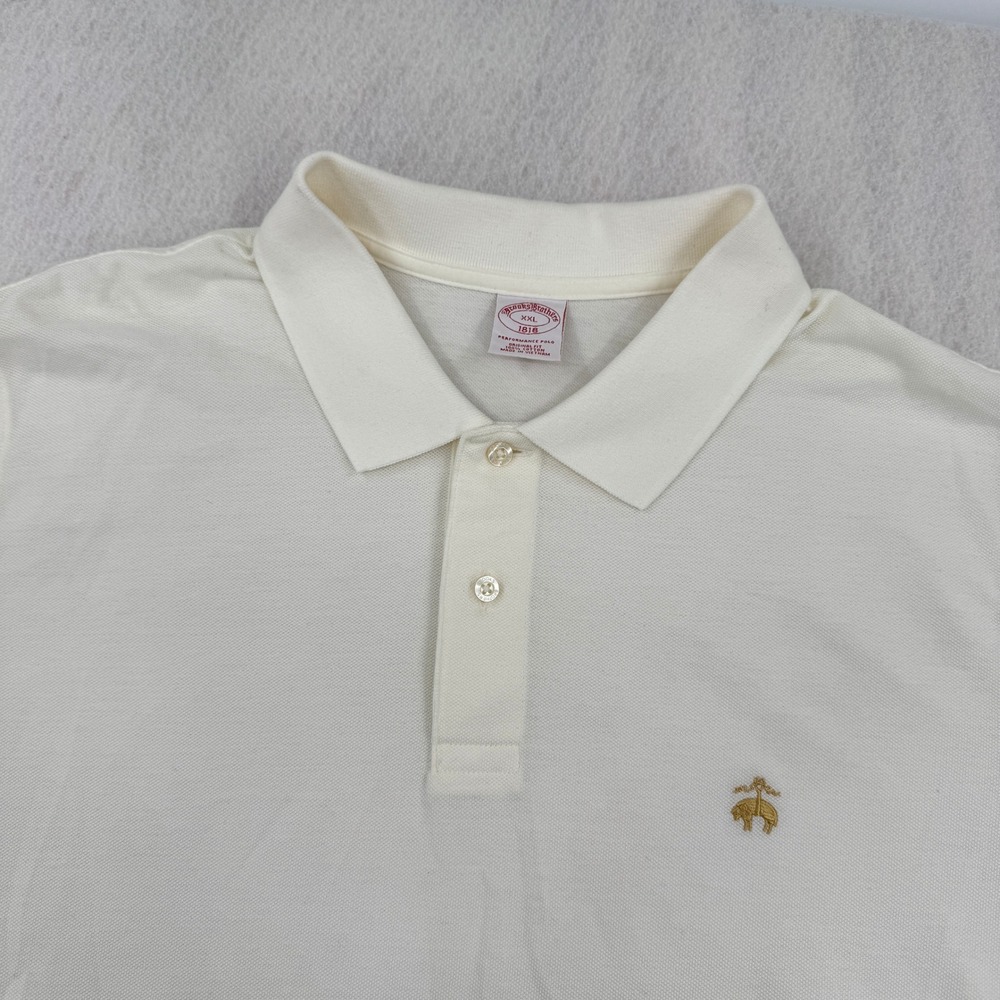 Brooks Brothers Mens XXL Original Fit Short Sleeve Performance Polo Ivory Cream